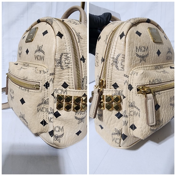 MCM Visetos Side Stud X-Mini Stark Backpack Beige - Picture 8 of 16